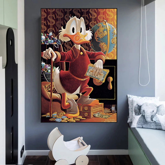 Scrooge McDuck Money Maker Millionaire Canvas Wall Art-GraffitiWallArt