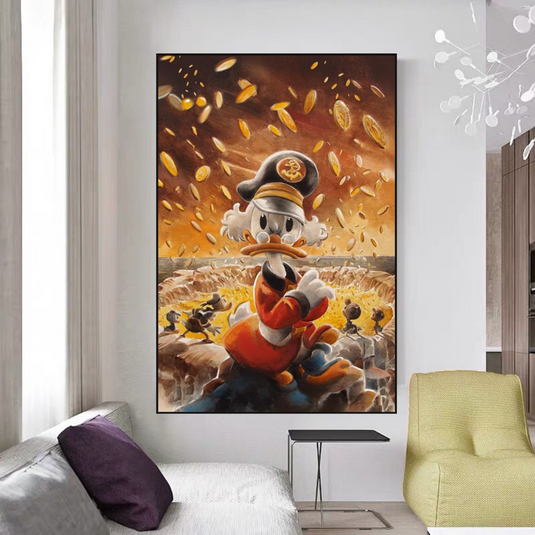 Scrooge McDuck Money Maker Millionaire Canvas Wall Art-GraffitiWallArt