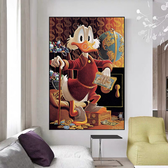 Scrooge McDuck Money Maker Millionaire Canvas Wall Art-GraffitiWallArt