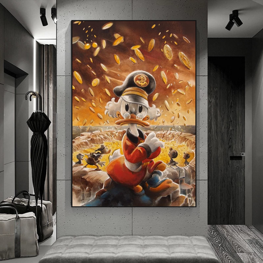 Scrooge McDuck Money Maker Millionaire Canvas Wall Art-GraffitiWallArt