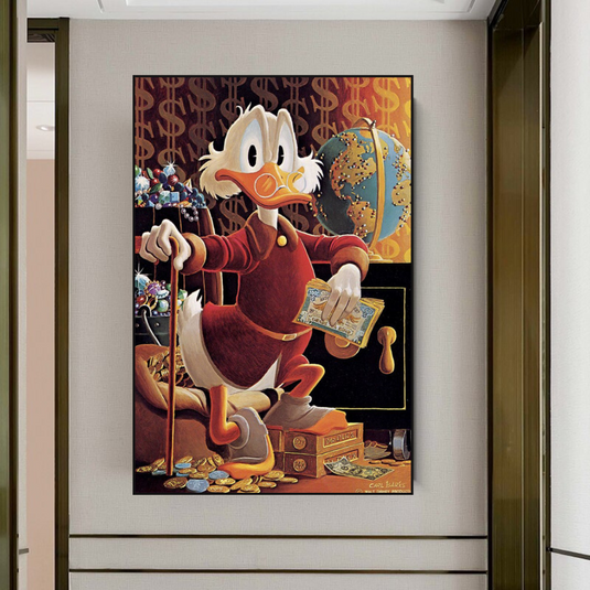 Scrooge McDuck Money Maker Millionaire Canvas Wall Art-GraffitiWallArt