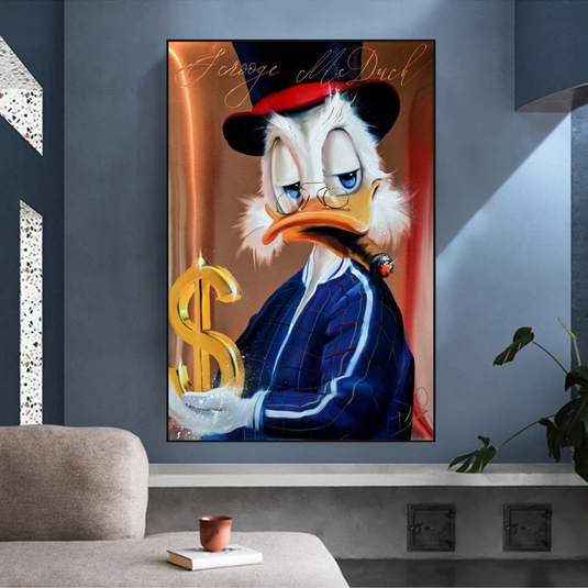 Scrooge McDuck Money Maker Millionaire Canvas Wall Art-GraffitiWallArt