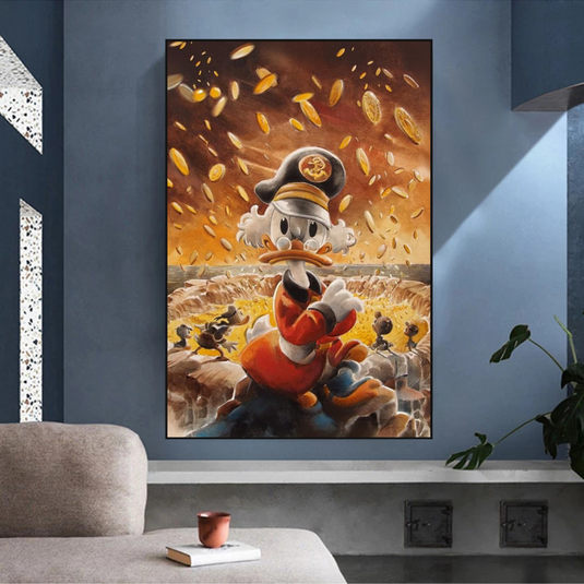 Scrooge McDuck Money Maker Millionaire Canvas Wall Art-GraffitiWallArt