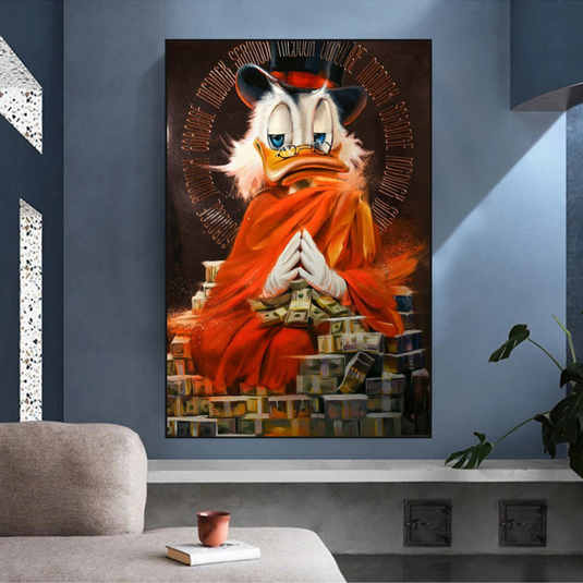 Scrooge McDuck Money Maker Millionaire Canvas Wall Art-GraffitiWallArt