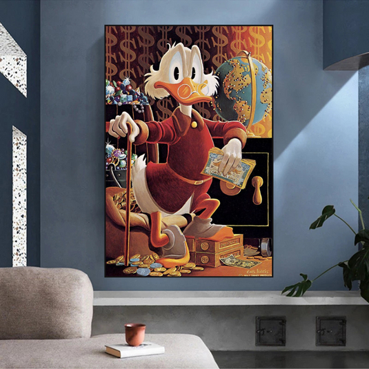 Scrooge McDuck Money Maker Millionaire Canvas Wall Art-GraffitiWallArt