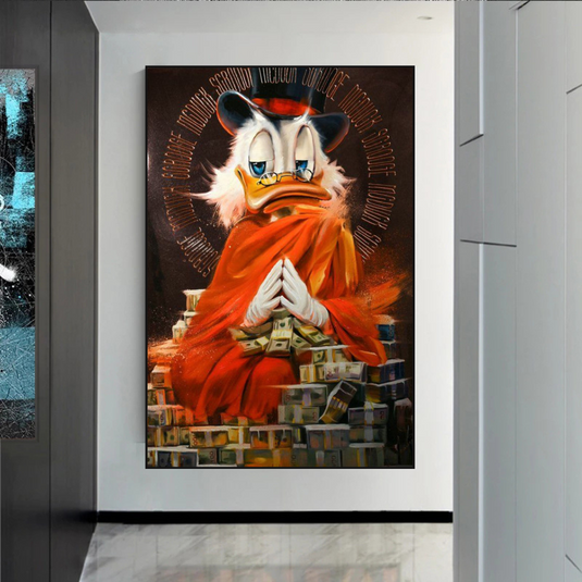 Scrooge McDuck Money Maker Millionaire Canvas Wall Art-GraffitiWallArt