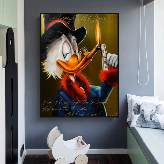 Scrooge McDuck Money Maker Millionaire Canvas Wall Art-GraffitiWallArt