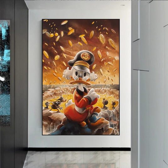 Scrooge McDuck Money Maker Millionaire Canvas Wall Art-GraffitiWallArt