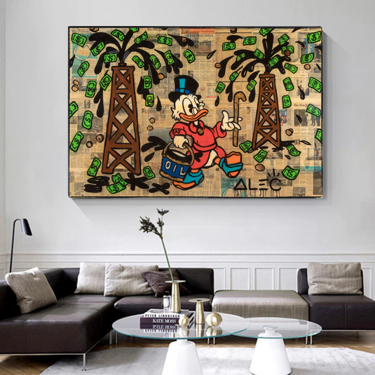 Scrooge McDuck Oil Money Maker Millionaire by Alec Canvas Wall Art-GraffitiWallArt