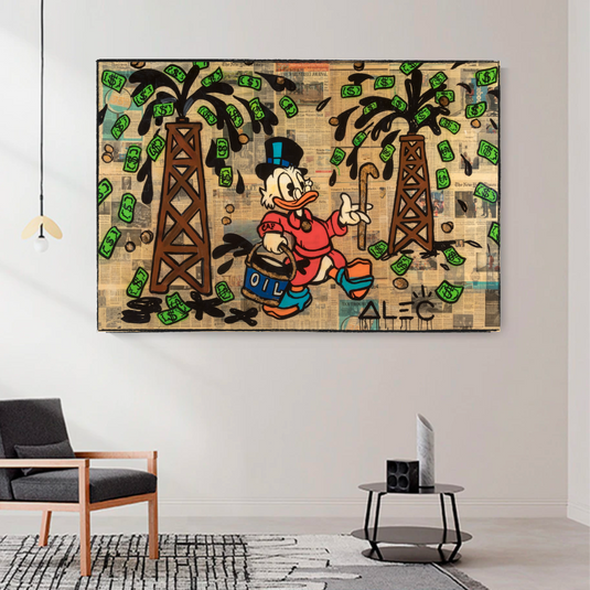 Scrooge McDuck Oil Money Maker Millionaire by Alec Canvas Wall Art-GraffitiWallArt