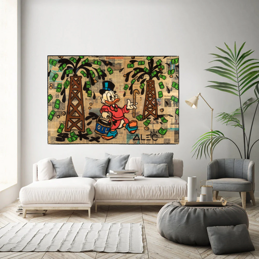 Scrooge McDuck Oil Money Maker Millionaire by Alec Canvas Wall Art-GraffitiWallArt