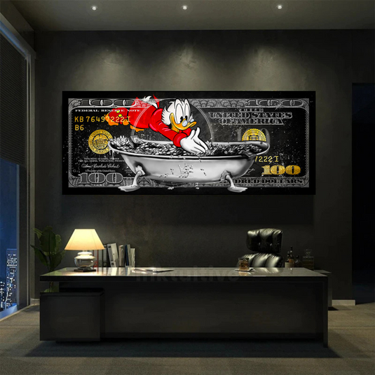 Scrooge McDuck One Million Dollar Canvas Wall Art-GraffitiWallArt