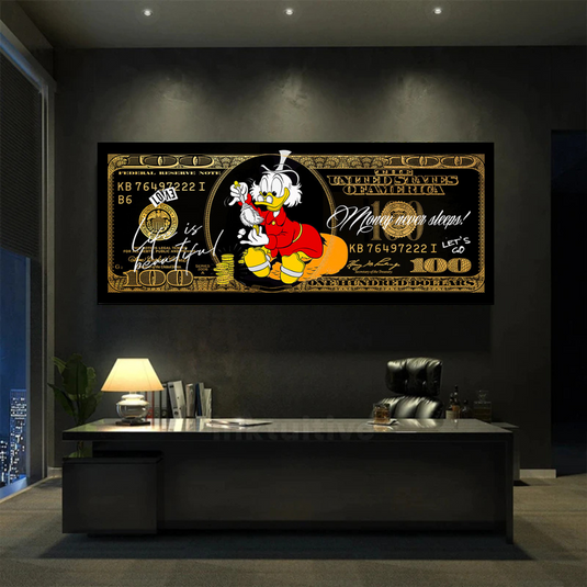 Scrooge McDuck One Million Dollar Canvas Wall Art-GraffitiWallArt