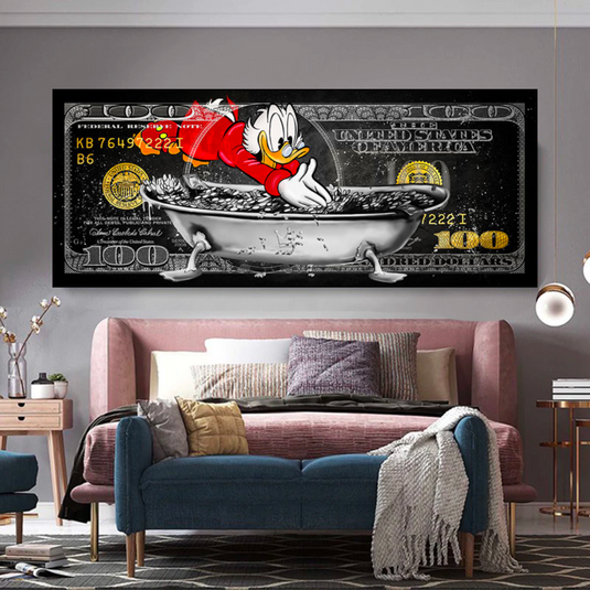 Scrooge McDuck One Million Dollar Canvas Wall Art-GraffitiWallArt