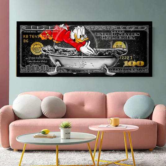 Scrooge McDuck One Million Dollar Canvas Wall Art-GraffitiWallArt