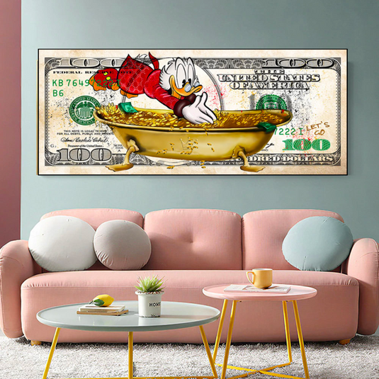 Scrooge McDuck One Million Dollar Canvas Wall Art-GraffitiWallArt