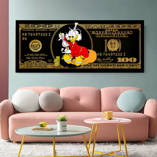 Scrooge McDuck One Million Dollar Canvas Wall Art-GraffitiWallArt