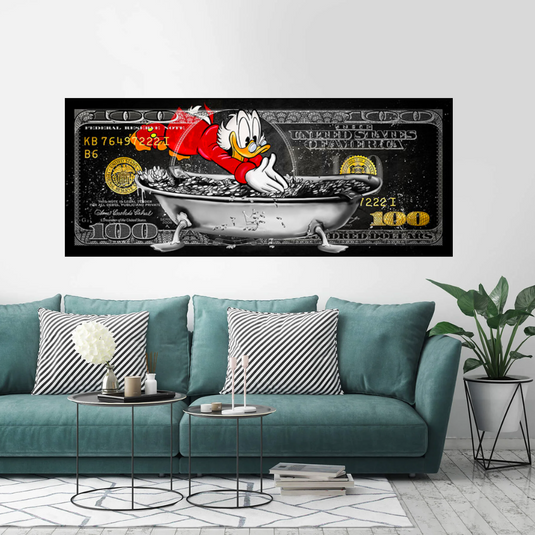 Scrooge McDuck One Million Dollar Canvas Wall Art-GraffitiWallArt