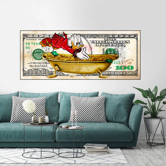 Scrooge McDuck One Million Dollar Canvas Wall Art-GraffitiWallArt