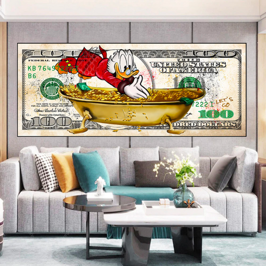 Scrooge McDuck One Million Dollar Canvas Wall Art-GraffitiWallArt