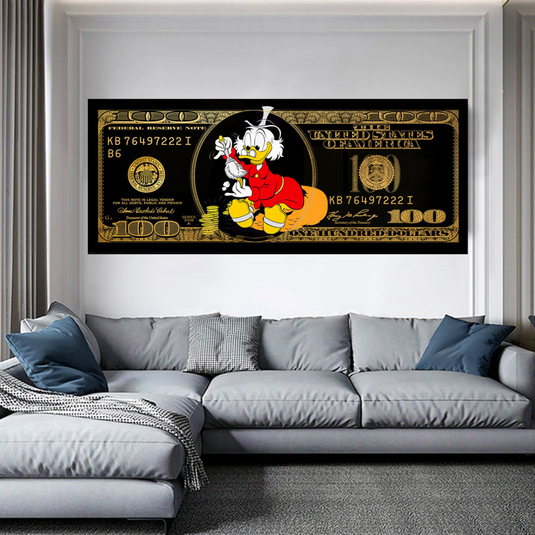 Scrooge McDuck One Million Dollar Canvas Wall Art-GraffitiWallArt