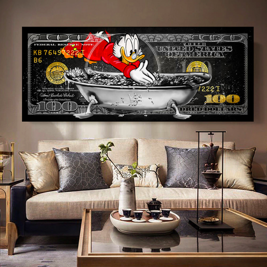 Scrooge McDuck One Million Dollar Canvas Wall Art-GraffitiWallArt