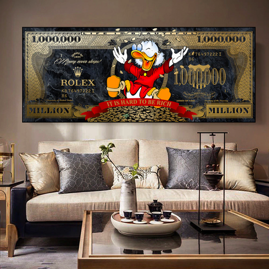 Scrooge McDuck One Million Dollar Canvas Wall Art-GraffitiWallArt