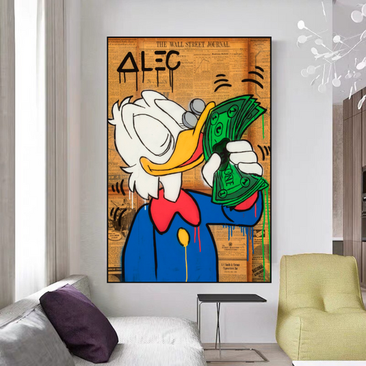 Scrooge McDuck Smells Money by Alec Canvas Wall Art-GraffitiWallArt