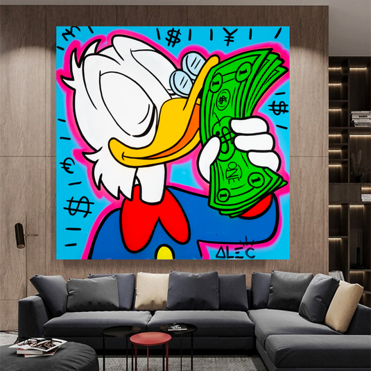 Scrooge McDuck Smells Money by Alec Canvas Wall Art-GraffitiWallArt