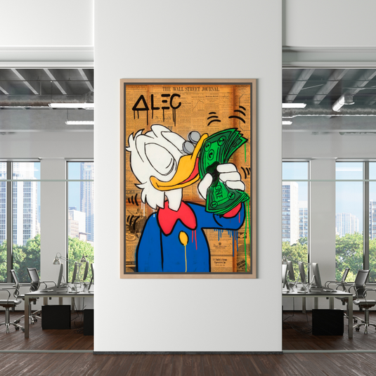 Scrooge McDuck Smells Money by Alec Canvas Wall Art-GraffitiWallArt