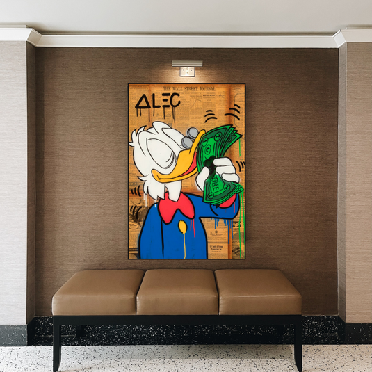 Scrooge McDuck Smells Money by Alec Canvas Wall Art-GraffitiWallArt