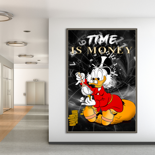 Scrooge McDuck Time is Money Canvas Wall Art-GraffitiWallArt