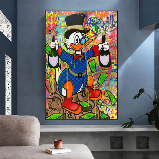 Scrooge McDucks Champaign Celebration Wall Art-GraffitiWallArt