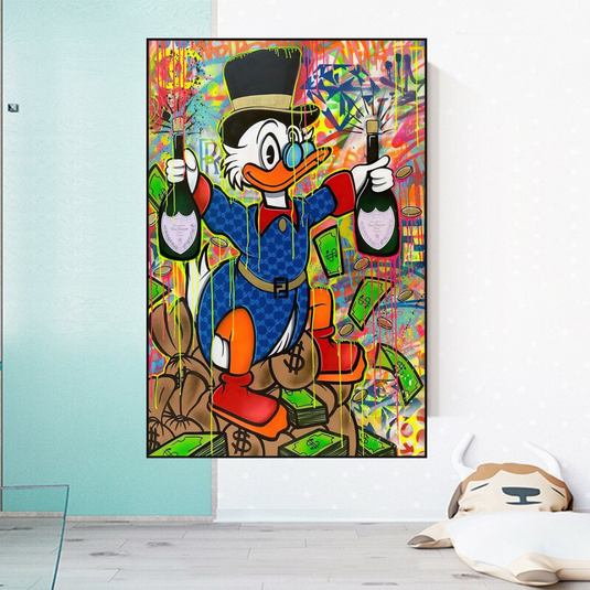 Scrooge McDucks Champaign Celebration Wall Art-GraffitiWallArt