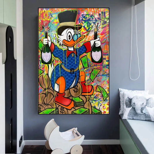 Scrooge McDucks Champaign Celebration Wall Art-GraffitiWallArt