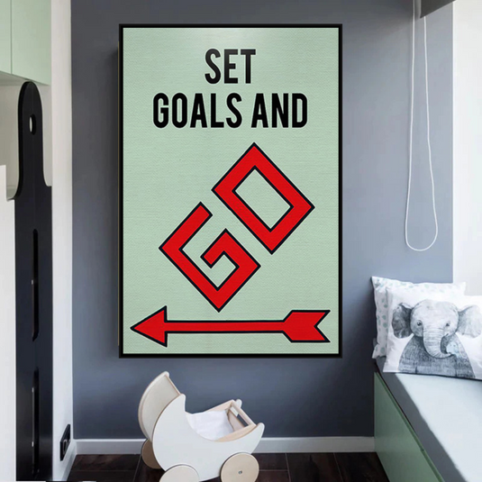 Set Goals and Go: Monopoly Canvas Wall Art-GraffitiWallArt