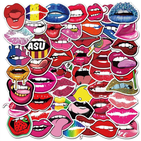 Sexy Lips Waterproof Sticker Set - Graffiti Laptop and Decor Accents-GraffitiWallArt