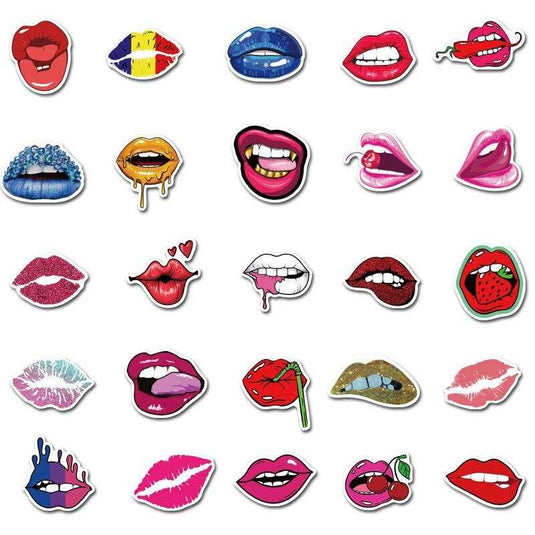 Sexy Lips Waterproof Sticker Set - Graffiti Laptop and Decor Accents-GraffitiWallArt