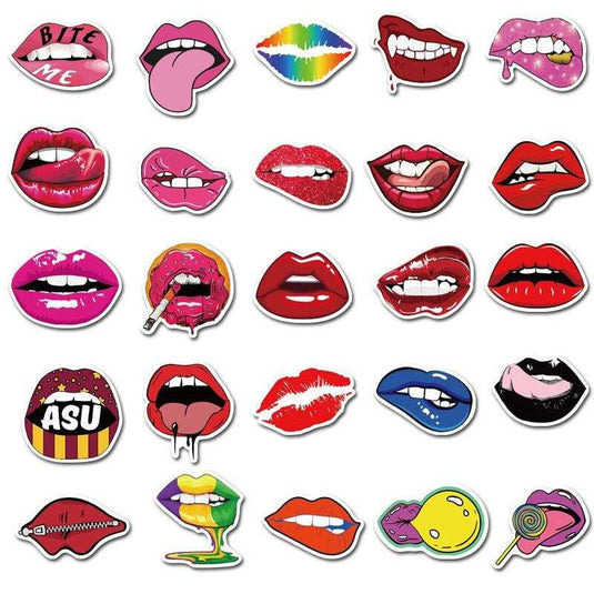 Sexy Lips Waterproof Sticker Set - Graffiti Laptop and Decor Accents-GraffitiWallArt