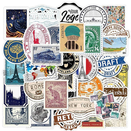 Shop Travel Stamp Stickers Pack - Attractive & Versatile-GraffitiWallArt