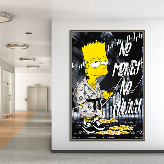 Simpsons No Money No Funny Canvas Wall Art-GraffitiWallArt