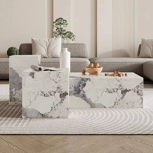 Sintered Stone Marble Coffee Table Trio-GraffitiWallArt