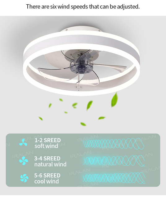 Smart LED Quiet Ceiling Fan Light 6-Speed-GraffitiWallArt