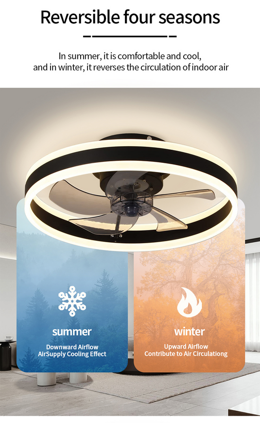 Smart LED Quiet Ceiling Fan Light 6-Speed-GraffitiWallArt