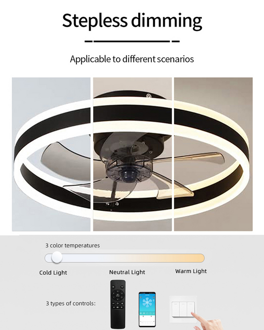 Smart LED Quiet Ceiling Fan Light 6-Speed-GraffitiWallArt