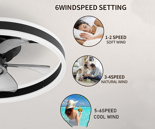 Smart LED Quiet Ceiling Fan Light 6-Speed-GraffitiWallArt