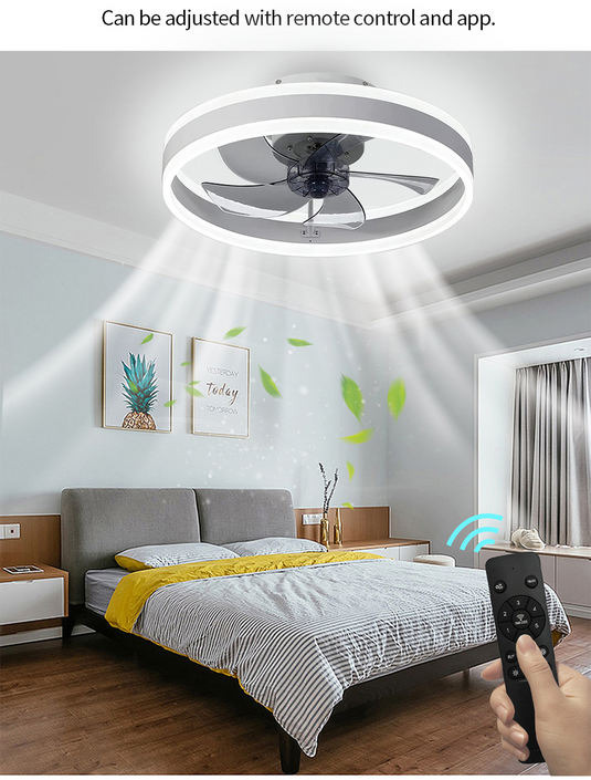 Smart LED Quiet Ceiling Fan Light 6-Speed-GraffitiWallArt