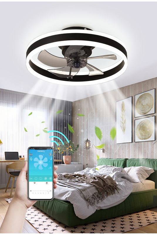 Smart LED Quiet Ceiling Fan Light 6-Speed-GraffitiWallArt