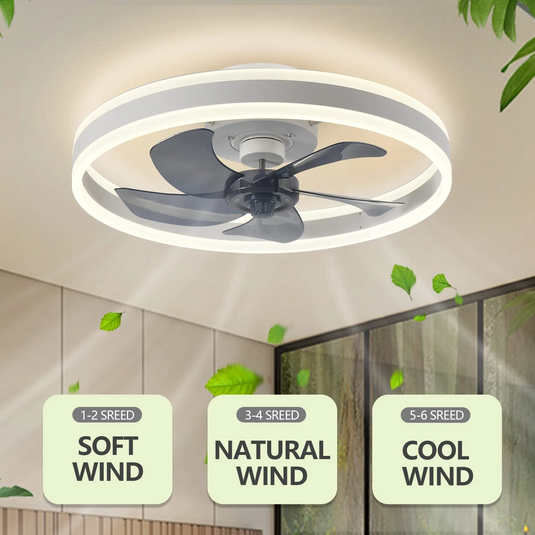 Smart LED Quiet Ceiling Fan Light 6-Speed-GraffitiWallArt