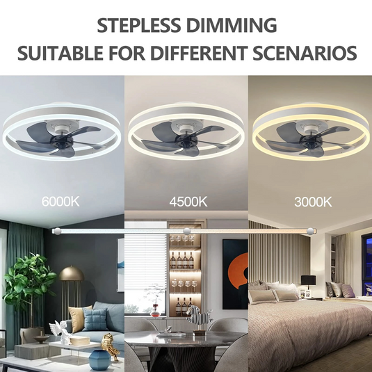 Smart LED Quiet Ceiling Fan Light 6-Speed-GraffitiWallArt